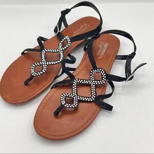 Arizona Jeans Company Womens Bedazzled Strappy Ankle Sandals Sz 8
